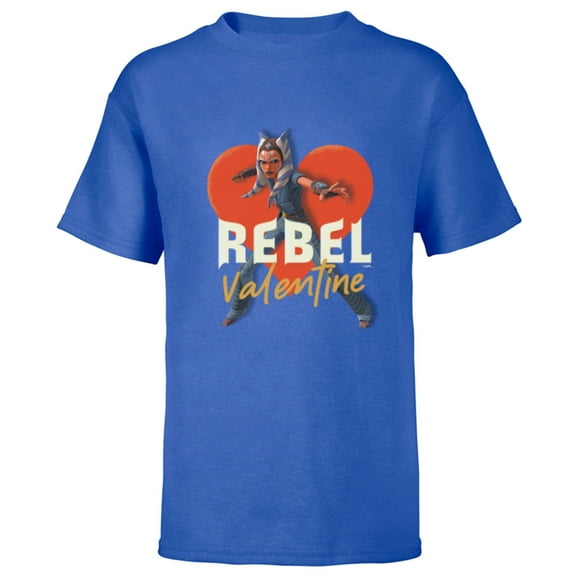 Star Wars Ahsoka Tano Rebel Valentine - Short Sleeve T-Shirt for Kids - Customized-Royal