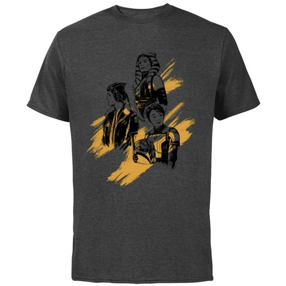 Star Wars Ahsoka Tano Sabine Wren Hera Syndulla Sketch Art - Short Sleeve Cotton T-Shirt for Adults - Customized-Charcoal