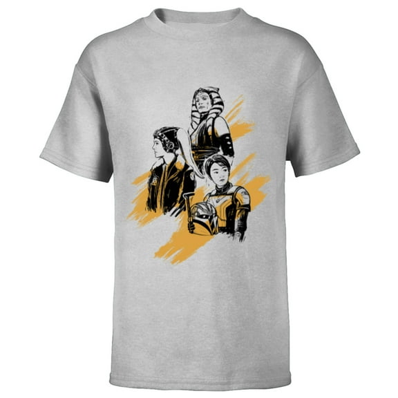 Star Wars Ahsoka Tano Sabine Wren Hera Syndulla Sketch Art - Short Sleeve T-Shirt for Kids - Customized-Athletic Heather
