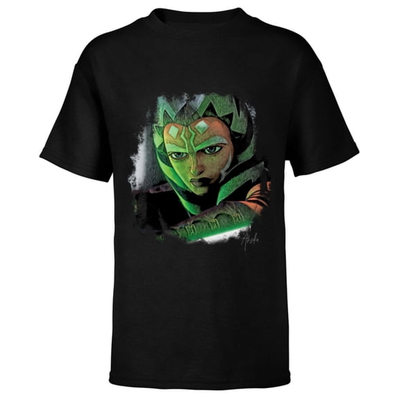 Star Wars Ahsoka Tano Tales of the Jedi Lightsaber Glow - Short Sleeve T-Shirt for Kids - Customized-Black