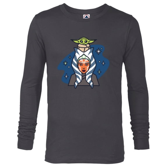 Star Wars Ahsoka Tano and Grogu The Mandalorian Night Cute - Long Sleeve T-Shirt for Men - Customized-Charcoal Heather