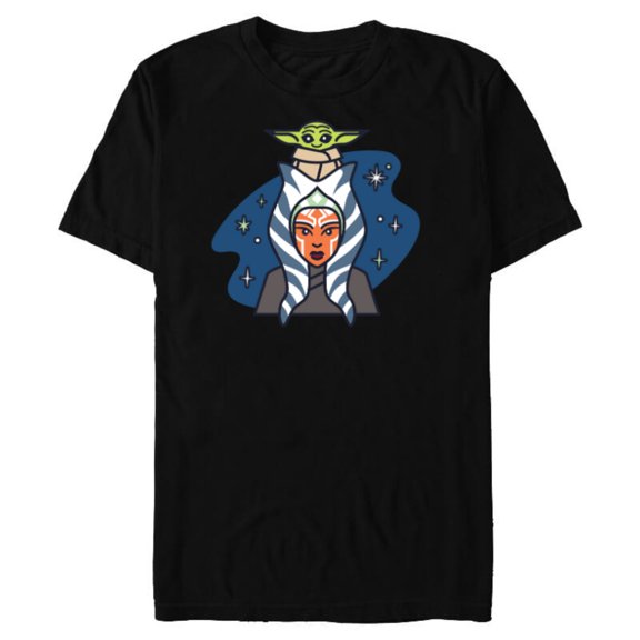 Star Wars Ahsoka Tano and Grogu The Mandalorian Night Cute - Short Sleeve Blended T-Shirt for Adults - Customized-Black
