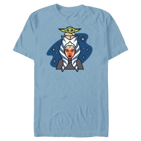 Star Wars Ahsoka Tano and Grogu The Mandalorian Night Cute - Short Sleeve Blended T-Shirt for Adults - Customized-Ocean Blue