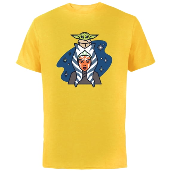 Star Wars Ahsoka Tano and Grogu The Mandalorian Night Cute - Short Sleeve Cotton T-Shirt for Adults - Customized-Yellow