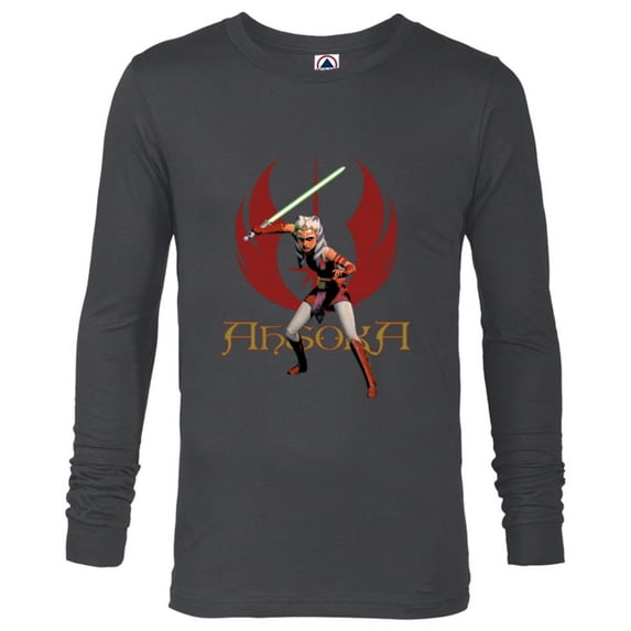 Star Wars Ahsoka Tano with Lightsaber and Jedi Order Symbol - Long Sleeve T-Shirt for Men - Customized-Charcoal Heather