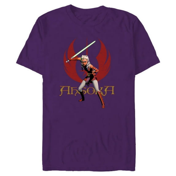 Star Wars Ahsoka Tano with Lightsaber and Jedi Order Symbol - Short Sleeve Blended T-Shirt for Adults - Customized-Purple