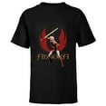 thumbnail image 1 of Star Wars Ahsoka Tano with Lightsaber and Jedi Order Symbol - Short Sleeve T-Shirt for Kids - Customized-Black, 1 of 5