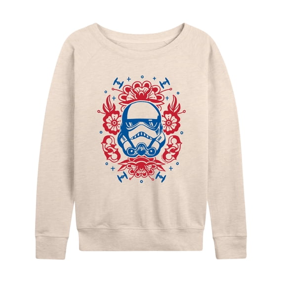 Star Wars - American Trad Tattoo Women's Lightweight French Terry Wide Neck Long Sleeve Graphic Shirt