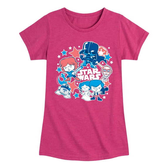 Star Wars - Americana Stickers - Toddler And Youth Girls Fitted Short Sleeve Graphic T-Shirt