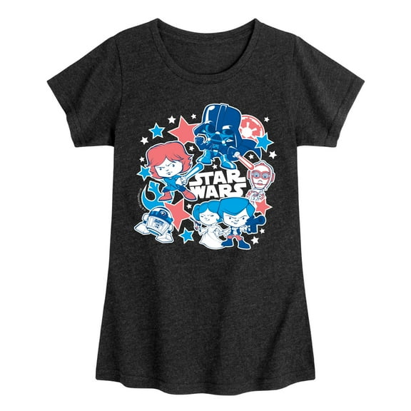 Star Wars - Americana Stickers - Toddler And Youth Girls Fitted Short Sleeve Graphic T-Shirt