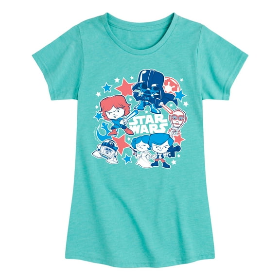 Star Wars - Americana Stickers - Toddler And Youth Girls Fitted Short Sleeve Graphic T-Shirt