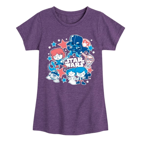 Star Wars - Americana Stickers - Toddler And Youth Girls Fitted Short Sleeve Graphic T-Shirt