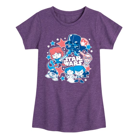 Star Wars - Americana Stickers - Toddler And Youth Girls Fitted Short Sleeve Graphic T-Shirt