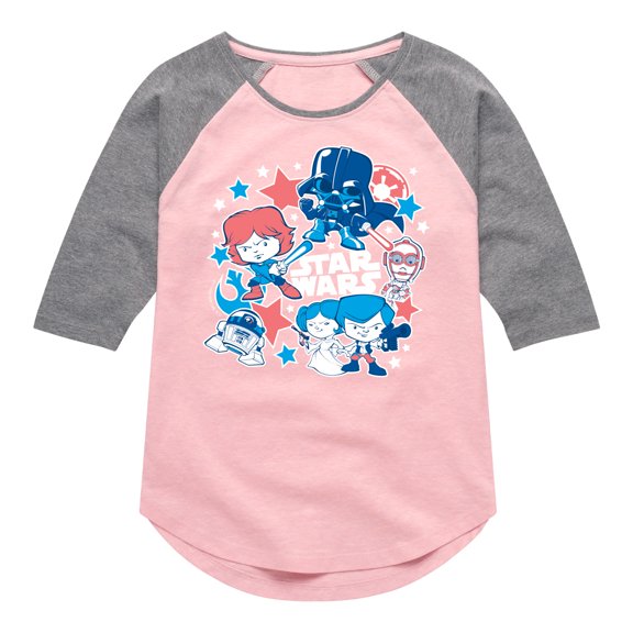 Star Wars - Americana Stickers - Toddler And Youth Girls Shirt Tail Raglan
