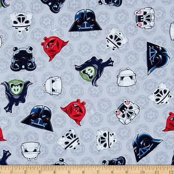Star Wars Angry Birds Heads of Empire Grey Fabric