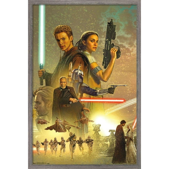 Star Wars: Attack Of The Clones - Celebration Mural Wall Poster, 22.375" x 34", Framed