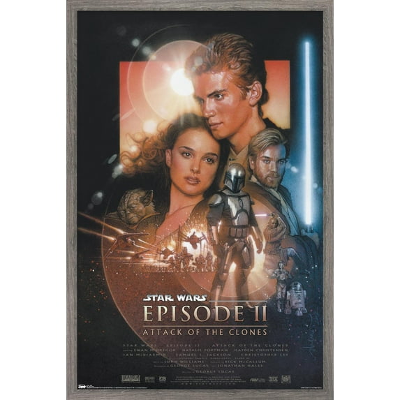 Star Wars: Attack Of The Clones - One Sheet Wall Poster, 14.725" x 22.375", Framed