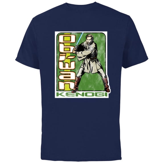 Star Wars Attack of the Clones Obi-Wan Kenobi - Short Sleeve Cotton T-Shirt for Adults - Customized-Navy