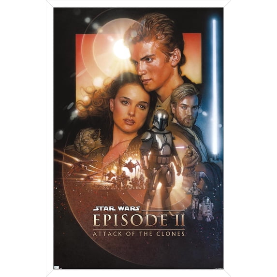 Star Wars: Attack of the Clones - One Sheet (No Billing Block) Wall Poster, 14.725" x 22.375" Framed