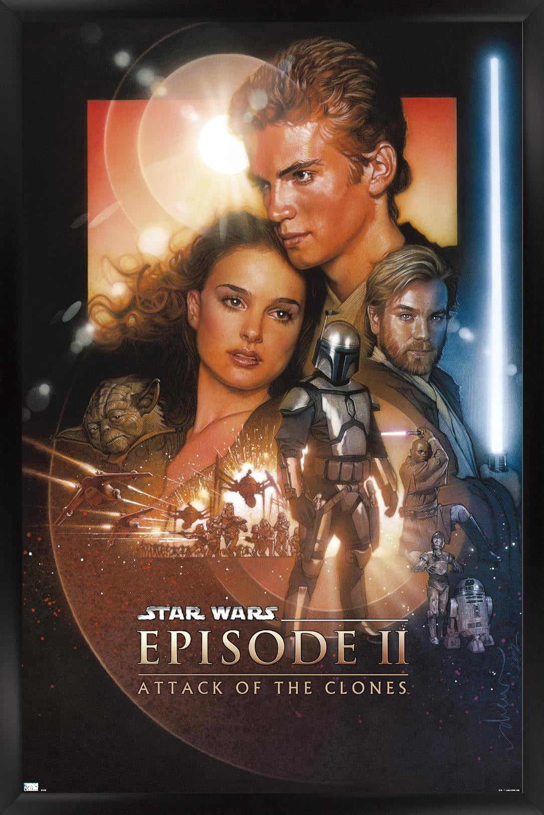 Star Wars: Attack of the Clones - One Sheet (No Billing Block) Wall Poster, 14.725" x 22.375" Framed
