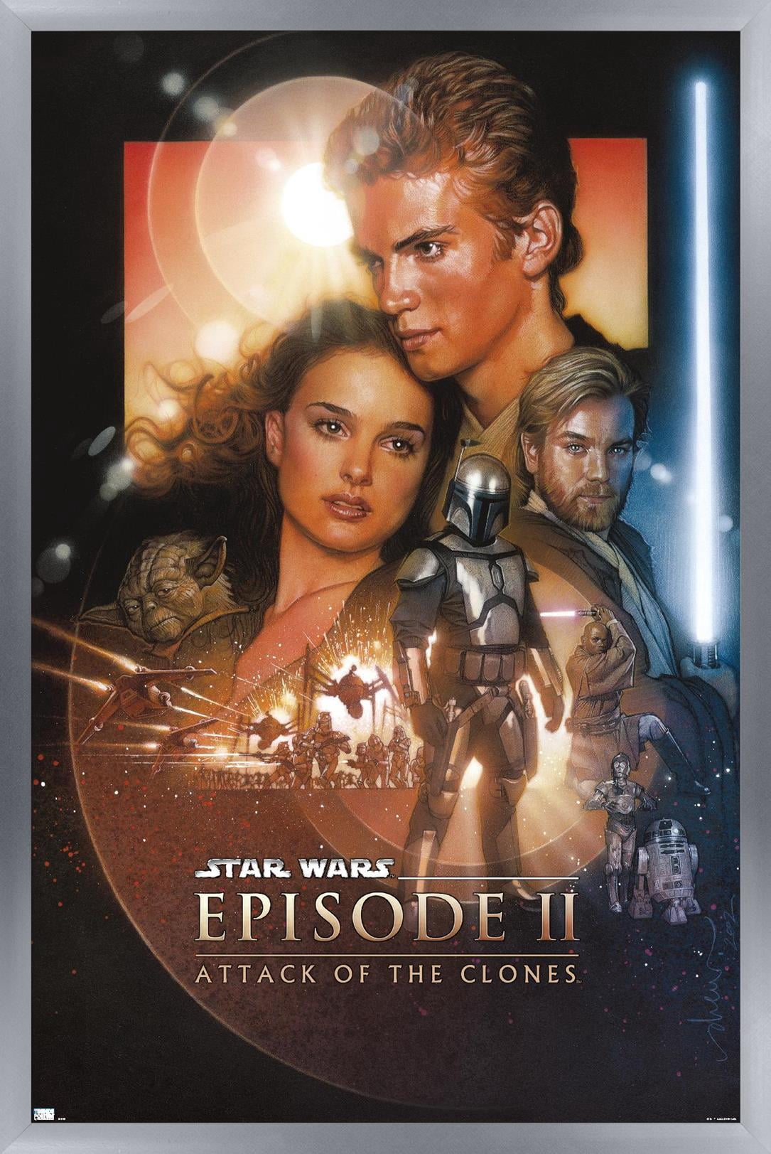 Star Wars: Attack of the Clones - One Sheet (No Billing Block) Wall Poster, 22.375" x 34" Framed