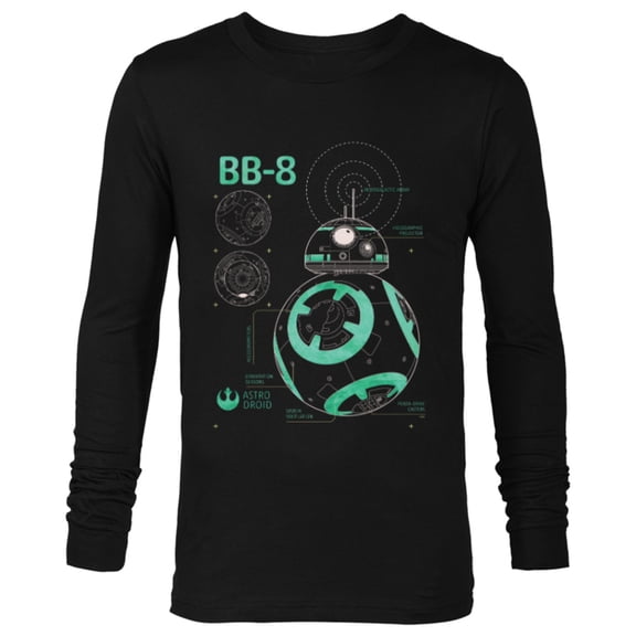 Star Wars BB-8 Astro Droid Blueprint - Long Sleeve T-Shirt for Men - Customized-Black
