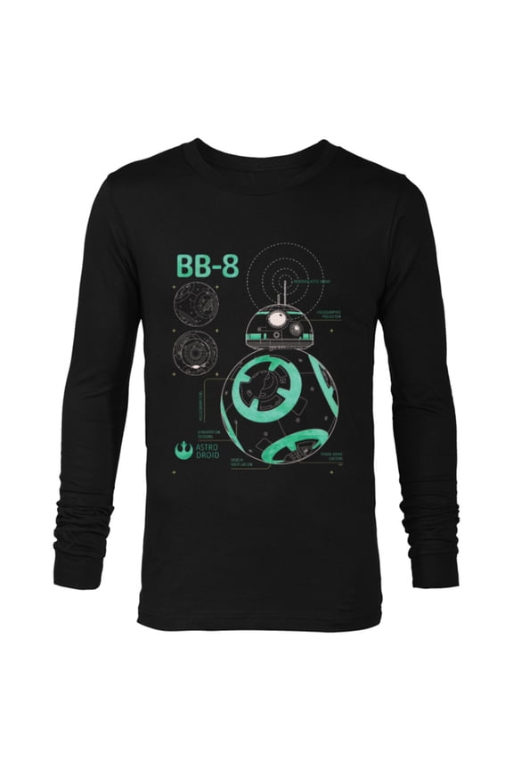 BB-8 Astro Droid Blueprint - Long Sleeve T-Shirt for Men - Customized-Black