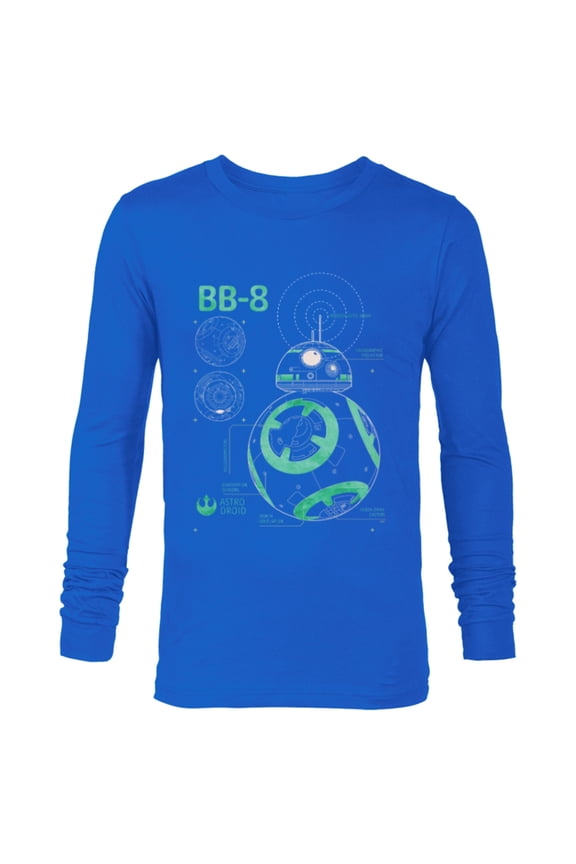 BB-8 Astro Droid Blueprint - Long Sleeve T-Shirt for Men - Customized-Navy