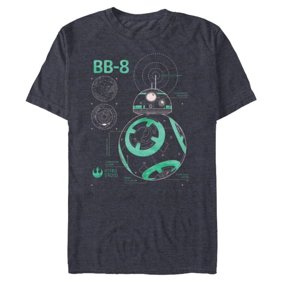 Star Wars BB-8 Astro Droid Blueprint - Short Sleeve Blended T-Shirt for Adults - Customized-Navy Heather