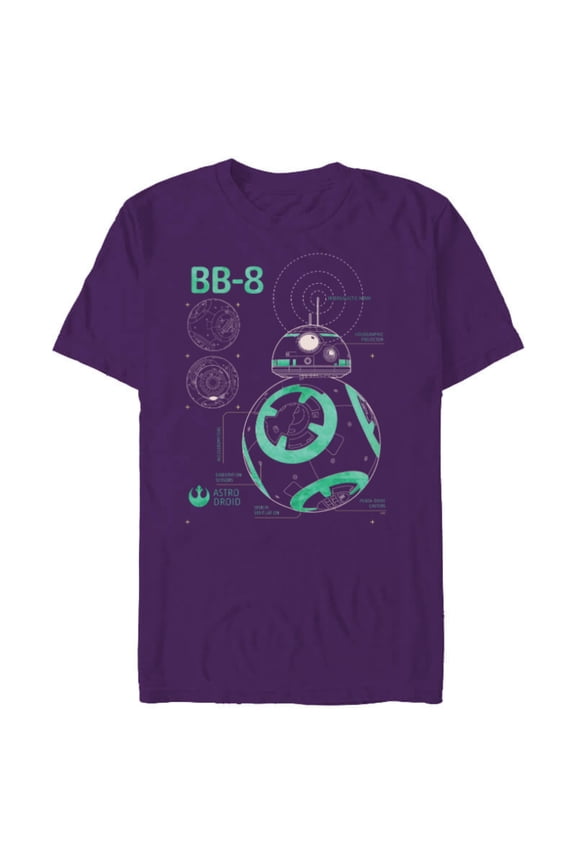 BB-8 Astro Droid Blueprint - Short Sleeve Blended T-Shirt for Adults - Customized-Purple
