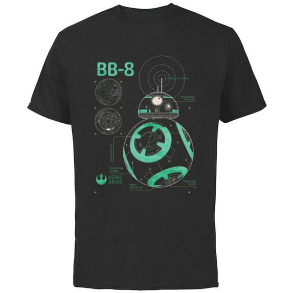 Star Wars BB-8 Astro Droid Blueprint - Short Sleeve Cotton T-Shirt for Adults - Customized-Black