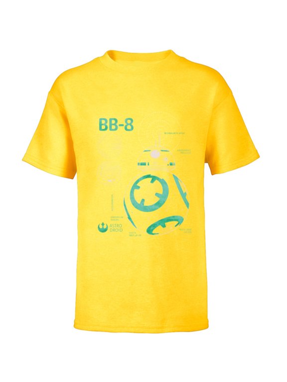 BB-8 Astro Droid Blueprint - Short Sleeve T-Shirt for Kids - Customized-Yellow
