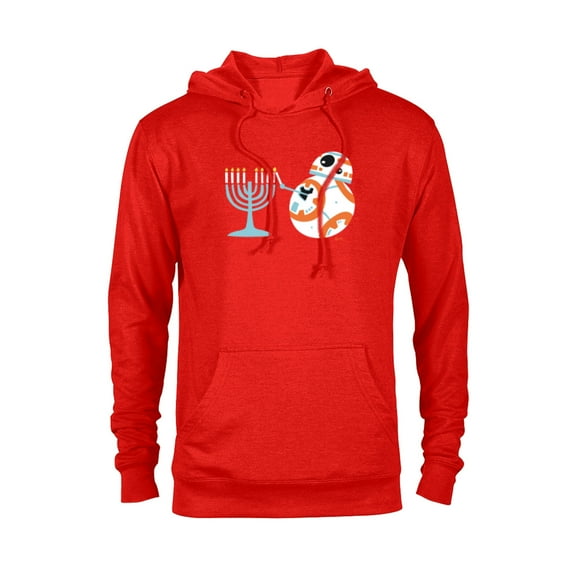 Star Wars BB-8 Lighting the Hanukkah Menorah - Pullover Hoodie for Adults - Customized-Red
