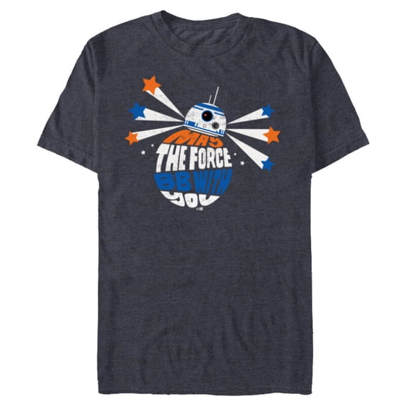 Star Wars BB8 May the Force BB With You - Short Sleeve Blended T-Shirt for Adults - Customized-Navy Heather