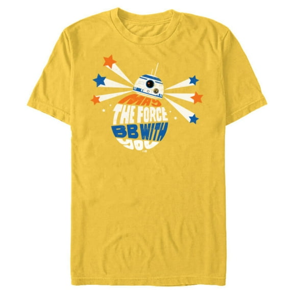 Star Wars BB8 May the Force BB With You - Short Sleeve Blended T-Shirt for Adults - Customized-Yellow