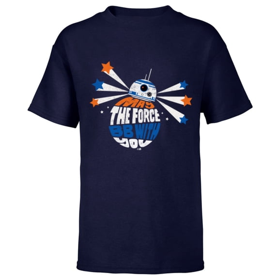 Star Wars BB8 May the Force BB With You - Short Sleeve T-Shirt for Kids - Customized-Navy