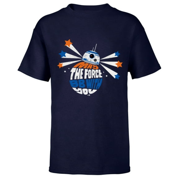 Star Wars BB8 May the Force BB With You - Short Sleeve T-Shirt for Kids - Customized-Navy
