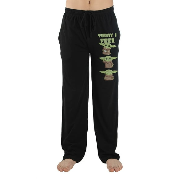 Star Wars Baby Grogu Today I Feel Graphic Mens Black Sleep Pajama Pants-S