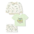 thumbnail image 1 of Star Wars Baby Yoda Baby Boy Long Sleeve Top, Short Sleeve T-shirt and Short Set, 3 Piece Outfit Set, Sizes 0/3-24 Months, 1 of 7