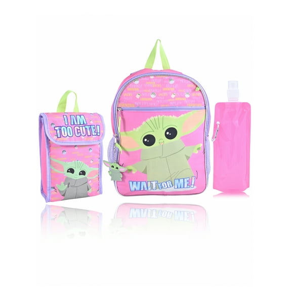 Star Wars Baby Yoda Girl's 5-Piece Set Backpack -Pink