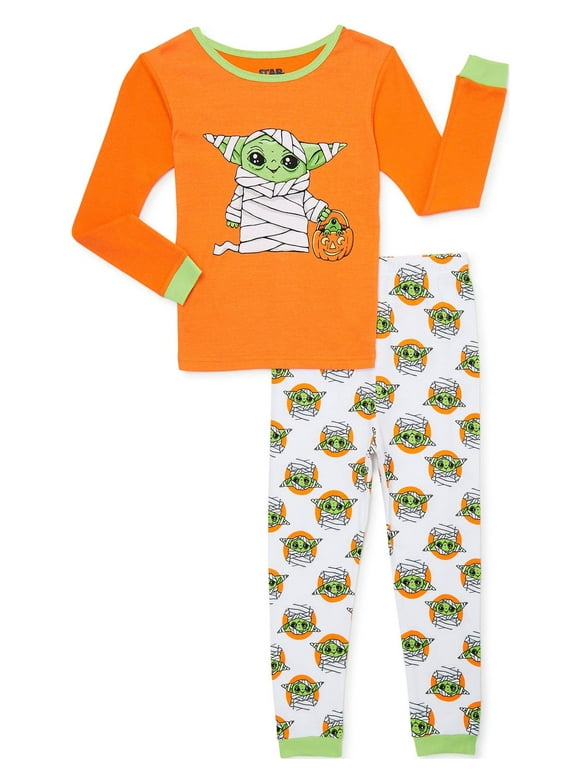 Baby Yoda Girls Long Sleeve Top and Pants Halloween Pajama Set, 2-Piece, Sizes 4-10