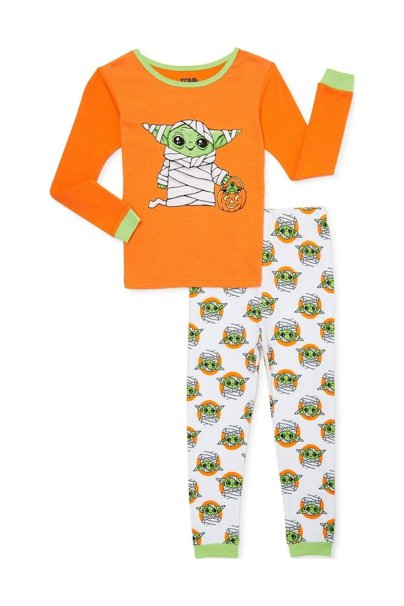Baby Yoda Girls Long Sleeve Top and Pants Halloween Pajama Set, 2-Piece, Sizes 4-10