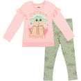 thumbnail image 1 of Star Wars Baby Yoda Little Girls T-Shirt and Leggings Outfit Set Pink / Green 6-6X, 1 of 5