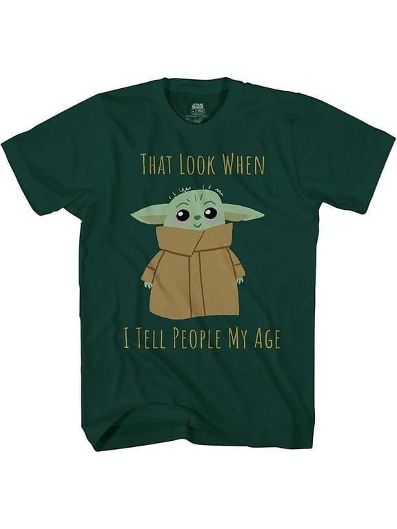 Star Wars The Mandalorian Baby Yoda GROGU 'MY AGE' Kids & Youth Dark Green T-Shirt, Boys & Girls, Small