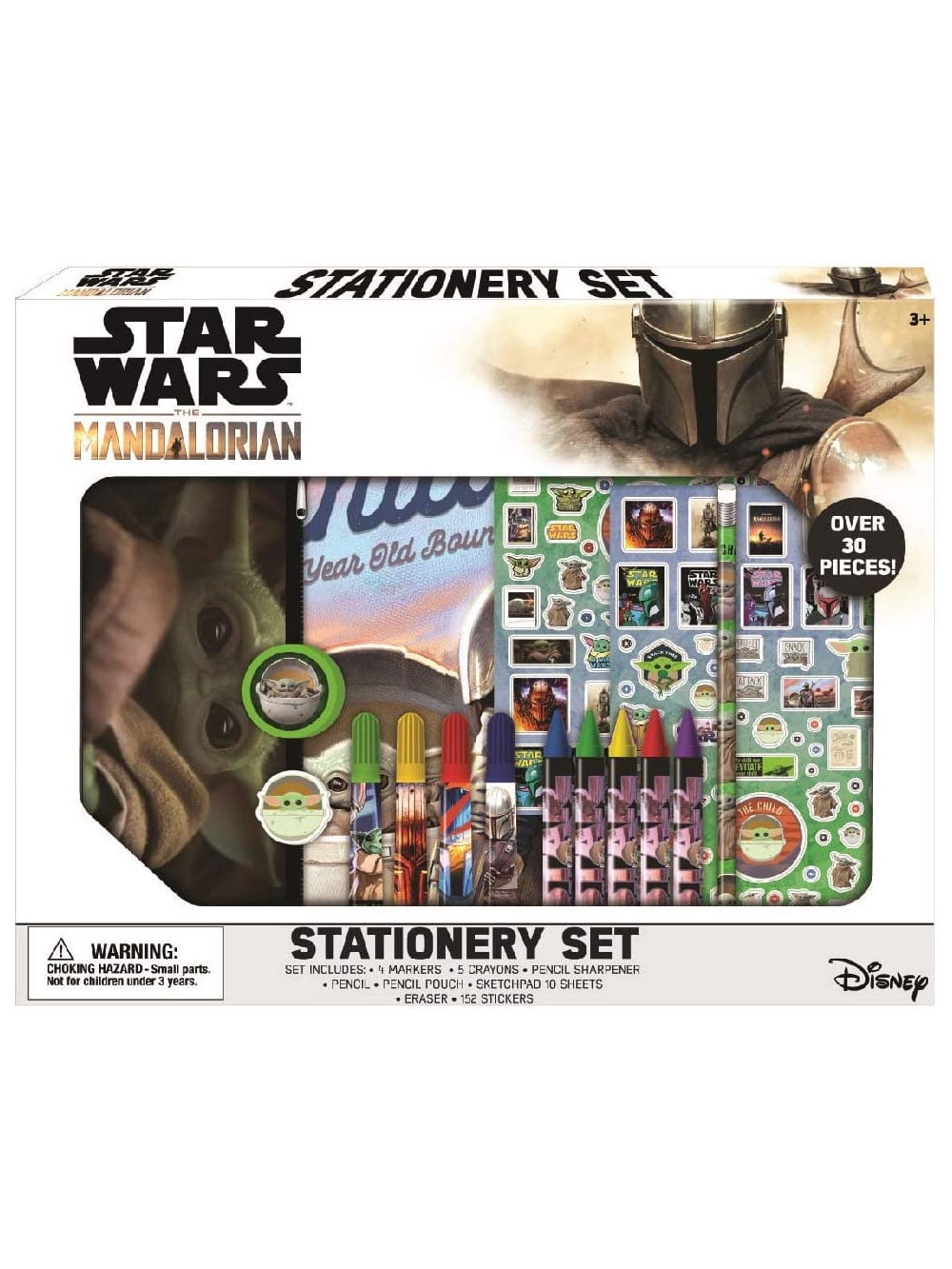  Innovative Designs Star Wars Baby Yoda Mandalorian Kids  Coloring Set 30 Pc. w/Stickers & Pencil Case : Toys & Games