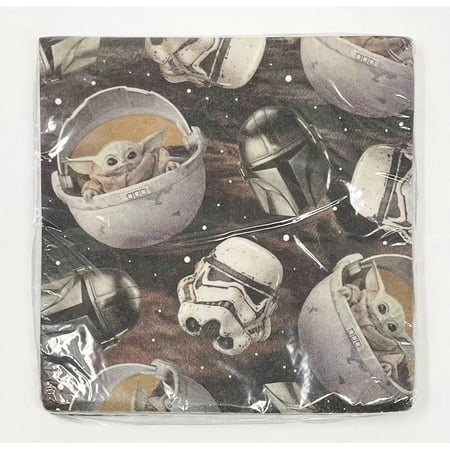 Star Wars Baby Yoda Mandalorian Large Party Napkins - Pack of 16