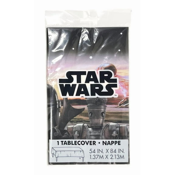 Star Wars Baby Yoda & Mandalorian Waterproof Party Tablecover - 54" X 84"