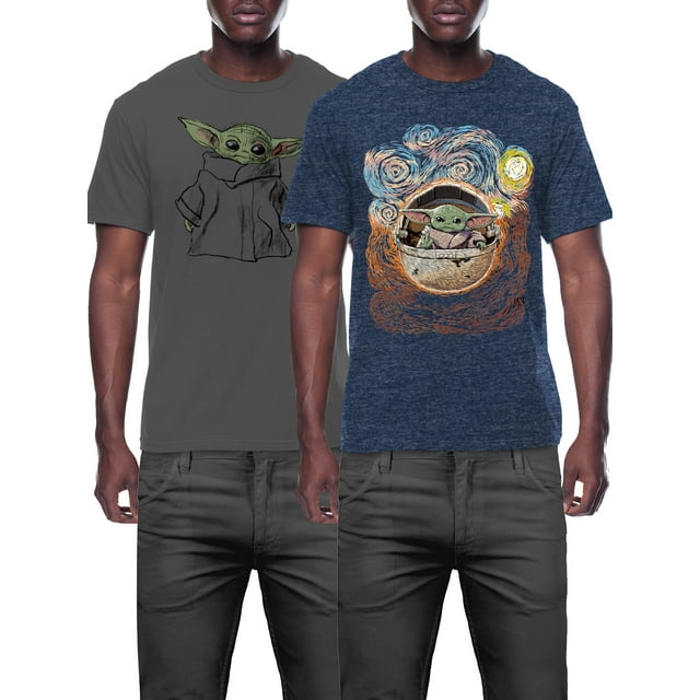 Star Wars Baby Yoda Standing & Starry Night Men's and Big Men's Graphic T-Shirt, 2-Pack