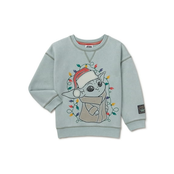 Star Wars Baby and Toddler Girl Baby Yoda Crewneck Holiday Sweatshirt, Sizes 12 Months-5T