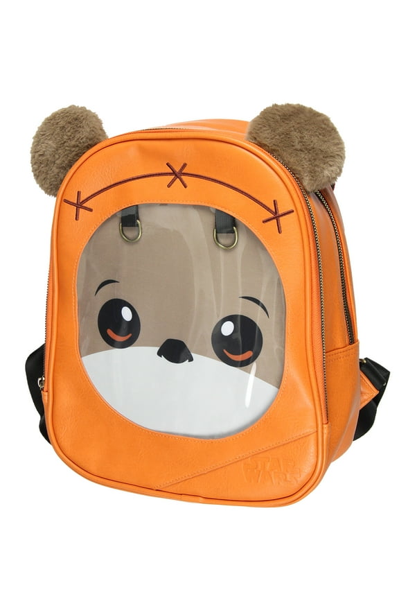 Star Wars Backpack Ewok 3D Ears Faux Leather Mini Backpack Pin Display Miniature Backpack 13"